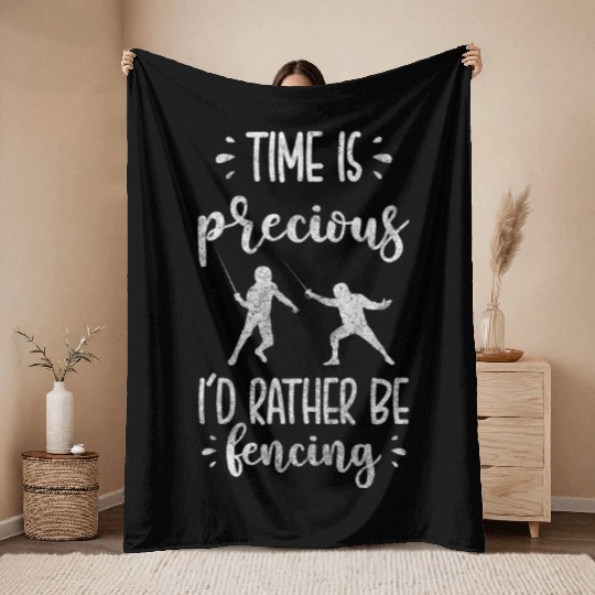 Fencing Sport Fight En Garde Sword Fighting Throw Blankets