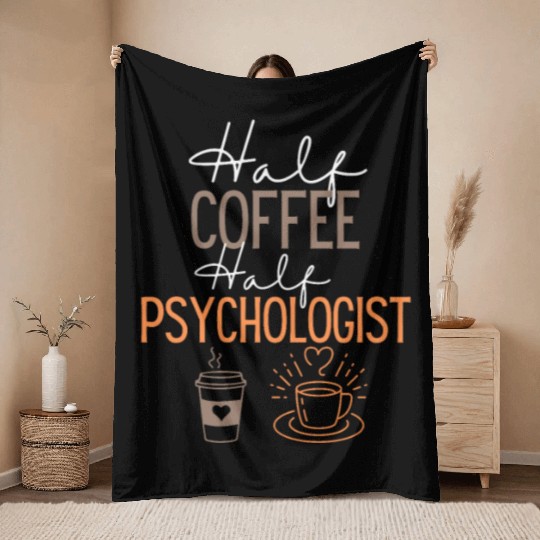 funny Coffee and Psychologist Job Throw Blankets