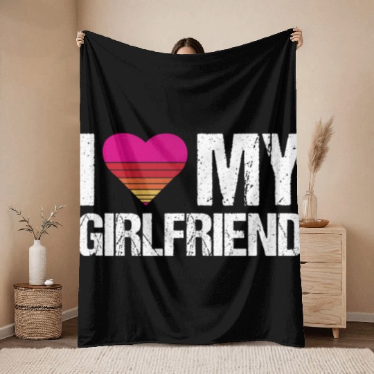 I love my girlfriend heart my girlfriend vintage Throw Blankets