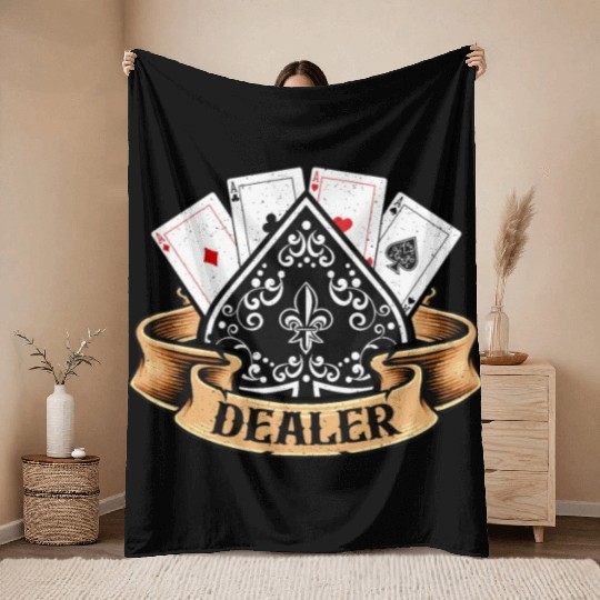 Classic Blackjack Dealer Gambling Card Game Casino Throw Blankets