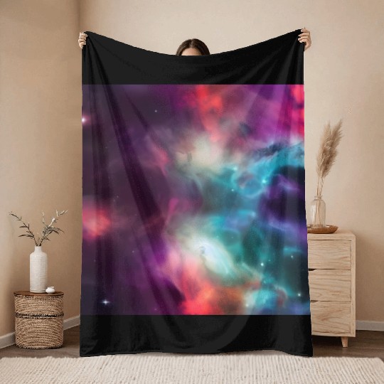 Galaxy nebula abstract design Throw Blankets