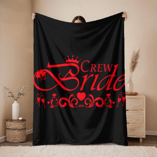 Crew Bride Bachelorette Party Red Throw Blankets