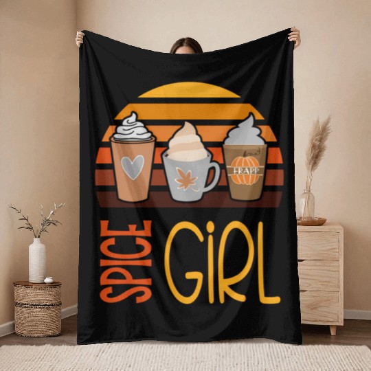 Spice Pumpkin Latte Season Fall Autumn Throw Blankets