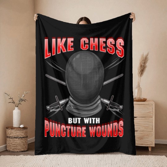 Fencing Like Chess But With Puncture Wounds Athlet Throw Blankets