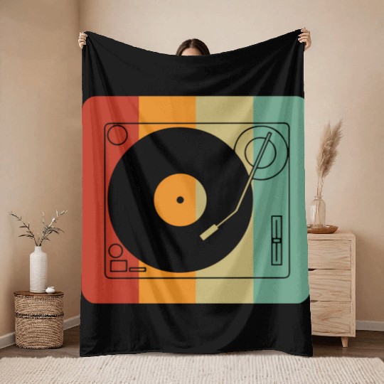 Vinyl Record Player Throw Blankets