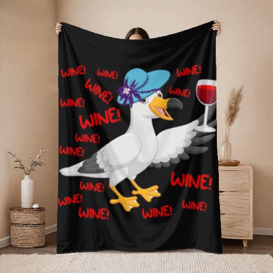 Seagull Throw Blankets Wine Lover North German Seagulls