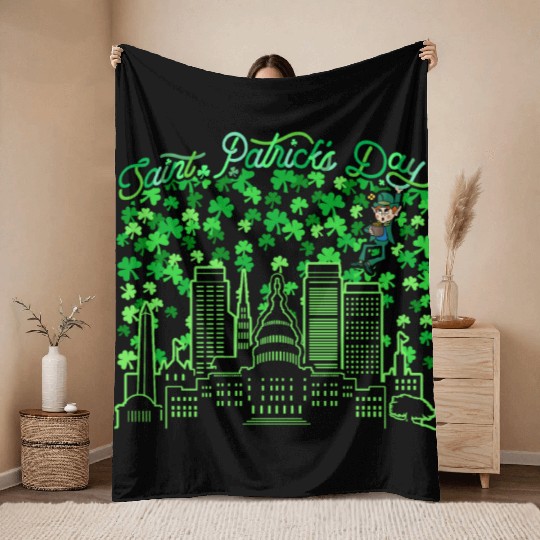 Saint Patrick's Day Washington DC Throw Blankets