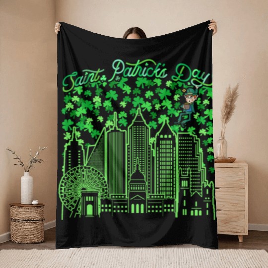 Saint Patrick's Day Atlanta Georgia Throw Blankets