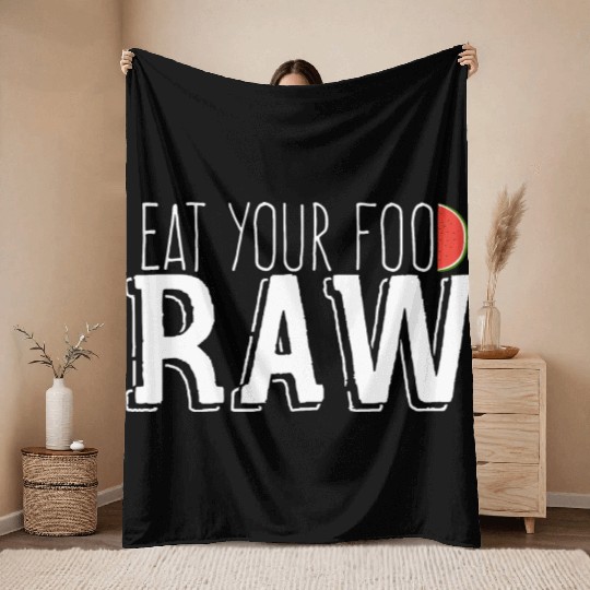 Raw Diet Vegan Vegetarian Clease Green Healthy Throw Blankets