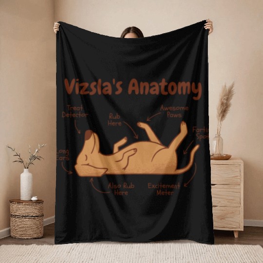 Vizsla dog animal funny anatomy Throw Blankets