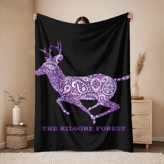 Deer - Violet Throw Blankets