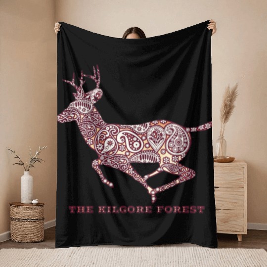 Deer - Maroon Throw Blankets