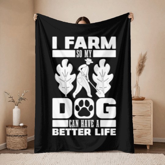 Farming Farmer Dog Throw Blankets