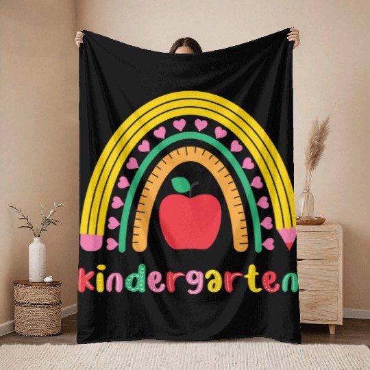Kindergarten Rainbow Girls Kids Teacher Team Throw Blankets