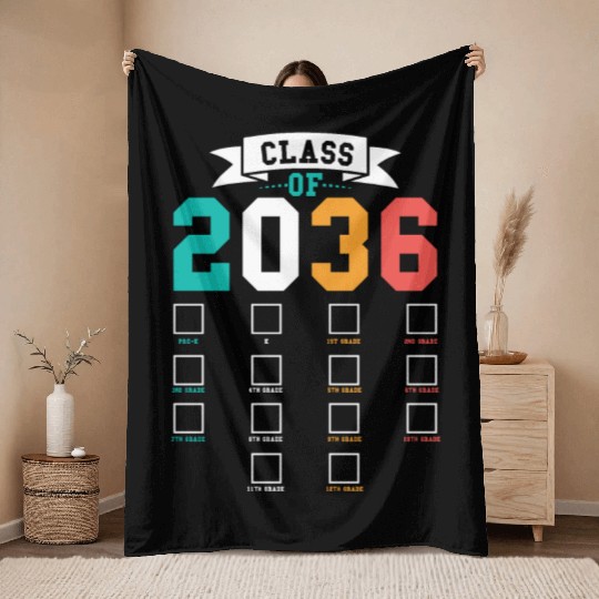 Class Of 2036 Back To School Kindergartengrow with Throw Blankets