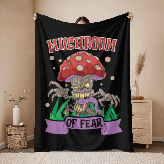 Horror Halloween Mushroom Collector Mushroom Farm Throw Blankets