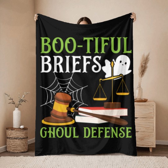 Boo-tiful Briefs Ghoul Defense Lawyer Halloween Throw Blankets