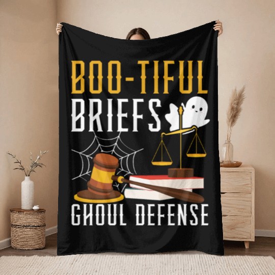 Boo-tiful Briefs Ghoul Defense Lawyer Halloween Throw Blankets