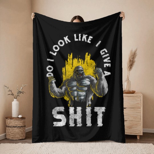 Gorilla Chimpanzee Throw Blankets