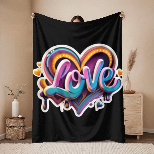love heart colorful Throw Blankets
