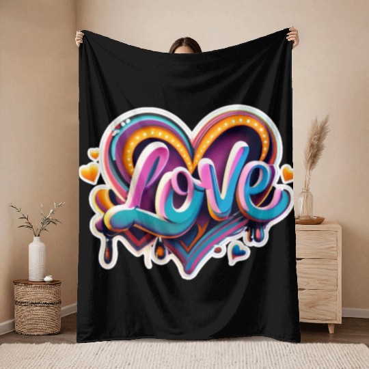 love heart colorful Throw Blankets