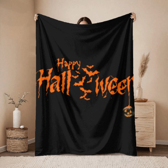 Pumpkin Happy Halloween Costume Scary Throw Blankets