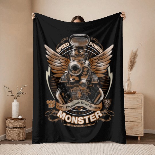 Muscle car - Powerful 900 hp engine Throw Blankets