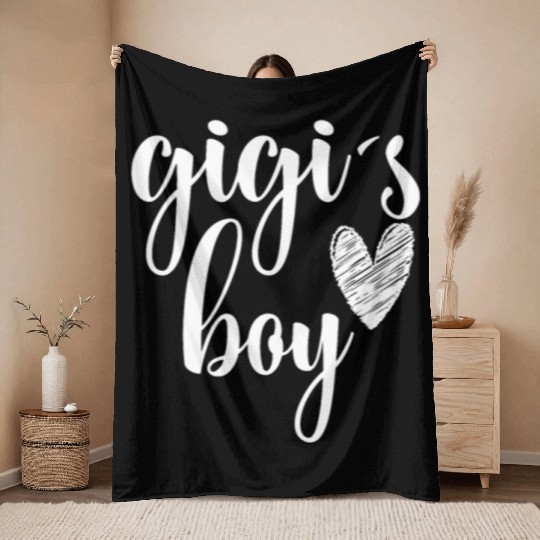 Funny Matching Gigi Boy for Grandma Whit Boy Throw Blankets