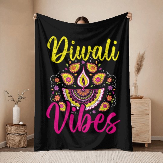 Happy Diwali Diwali Festival Indian Hindu Hinduism Throw Blankets