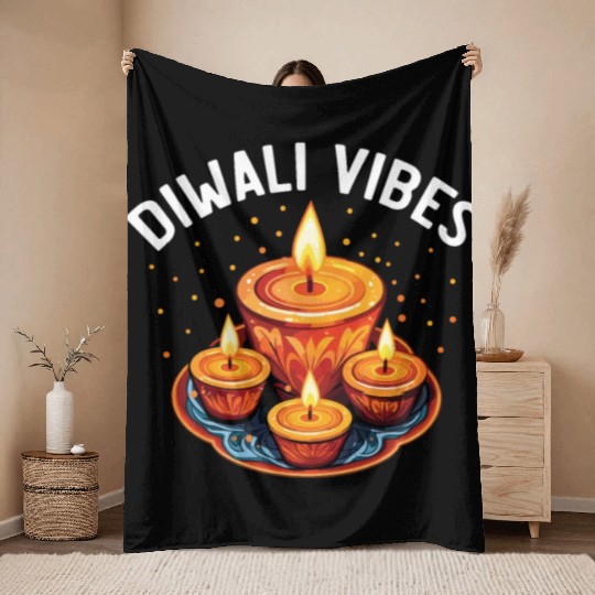Happy Diwali Diwali Festival Indian Hindu Hinduism Throw Blankets
