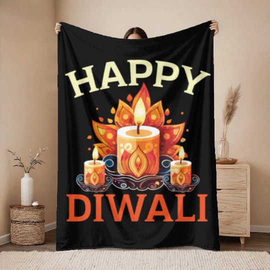 Happy Diwali Diwali Festival Indian Hindu Hinduism Throw Blankets