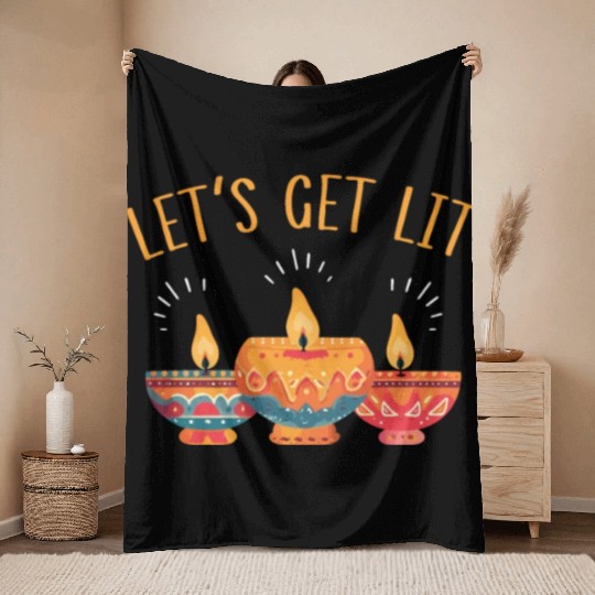 Happy Diwali Diwali Festival Indian Hindu Hinduism Throw Blankets