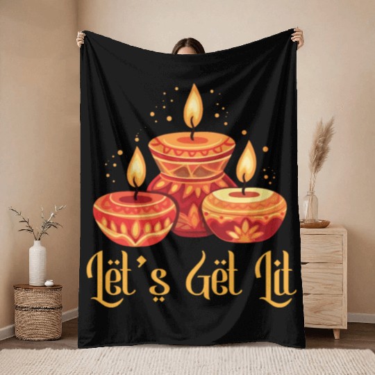 Happy Diwali Diwali Festival Indian Hindu Hinduism Throw Blankets