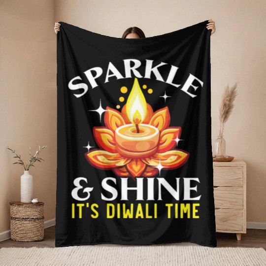 Happy Diwali Diwali Festival Indian Hindu Hinduism Throw Blankets