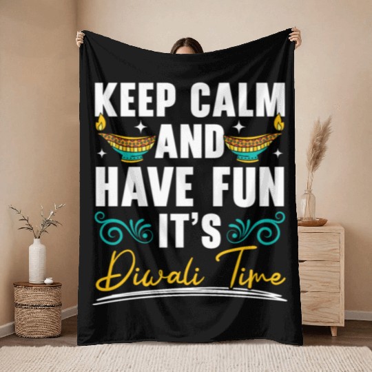 Happy Diwali Diwali Festival Indian Hindu Hinduism Throw Blankets