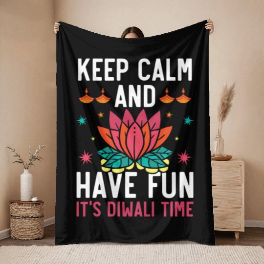 Happy Diwali Diwali Festival Indian Hindu Hinduism Throw Blankets