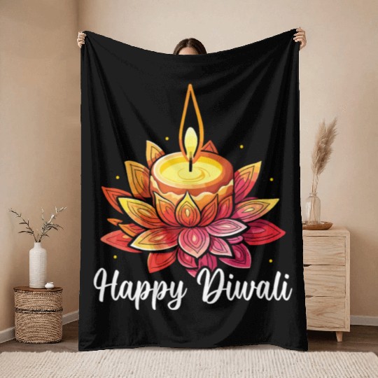 Happy Diwali Diwali Festival Indian Hindu Hinduism Throw Blankets