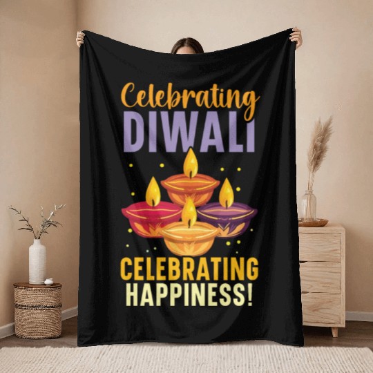 Happy Diwali Diwali Festival Indian Hindu Hinduism Throw Blankets