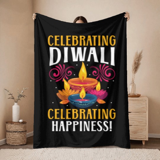 Happy Diwali Diwali Festival Indian Hindu Hinduism Throw Blankets