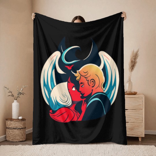 Devil and Angel Throw Blankets