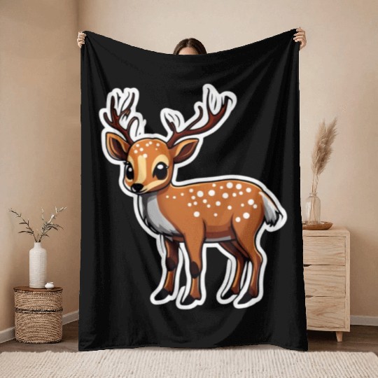 Reindeer cute Reindeer Christmas Reindeer Throw Blankets
