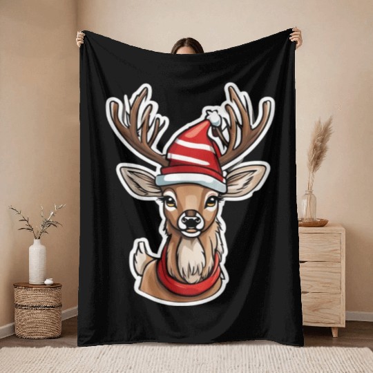 Reindeer cute Reindeer Christmas Reindeer Throw Blankets