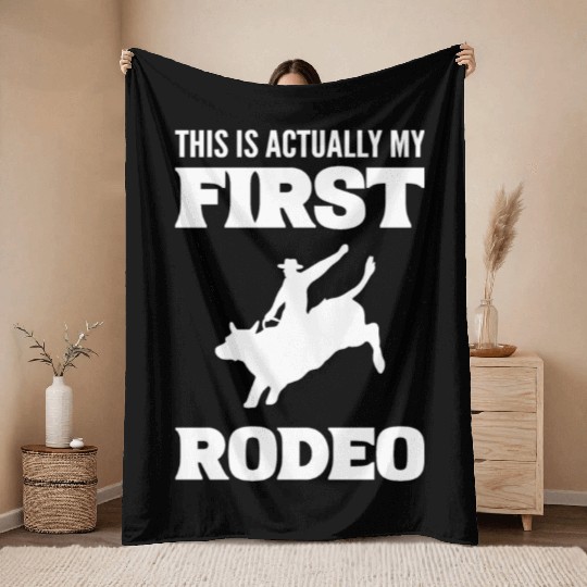 My First Rodeo Horse Wrangler Gift Throw Blankets