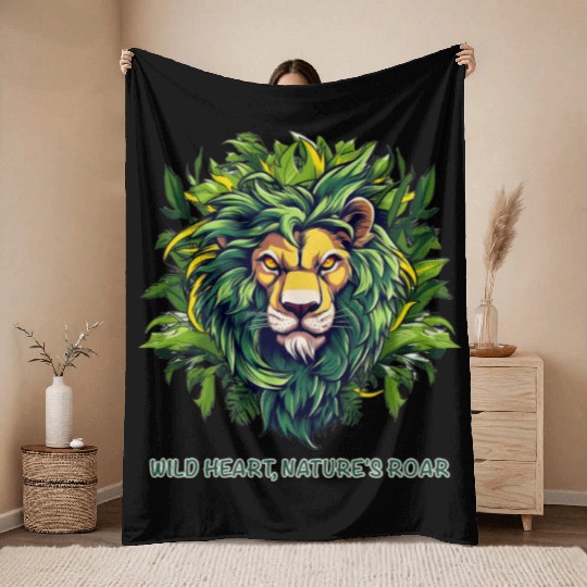 Wild Heart, Nature's Roar Throw Blankets