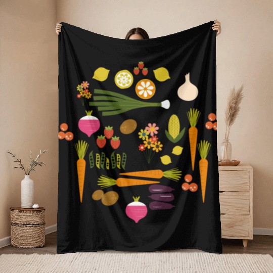 Vegetable Herb Garden Throw Blankets
