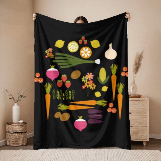 Vegetable Herb Garden Throw Blankets