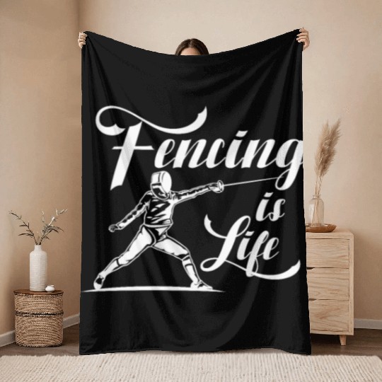 Fencing Is Life Throw Blankets