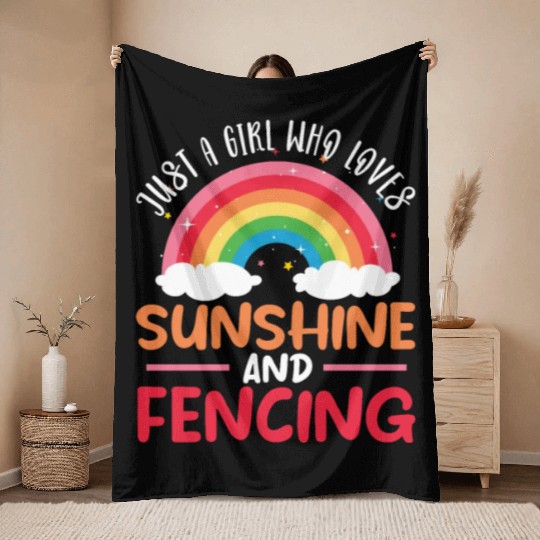 Just A Girl Who Loves Sunshine And Fencing Throw Blankets