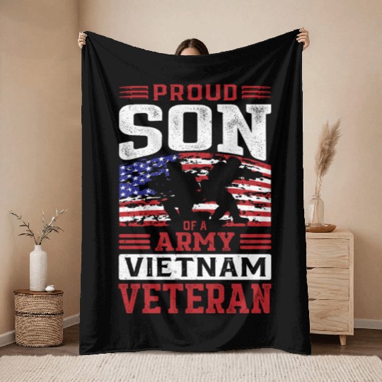 Proud Son Of A Army Vietnam Veteran Throw Blankets