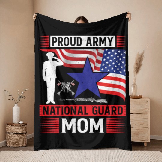 Proud Army National Guard Mom Throw Blankets